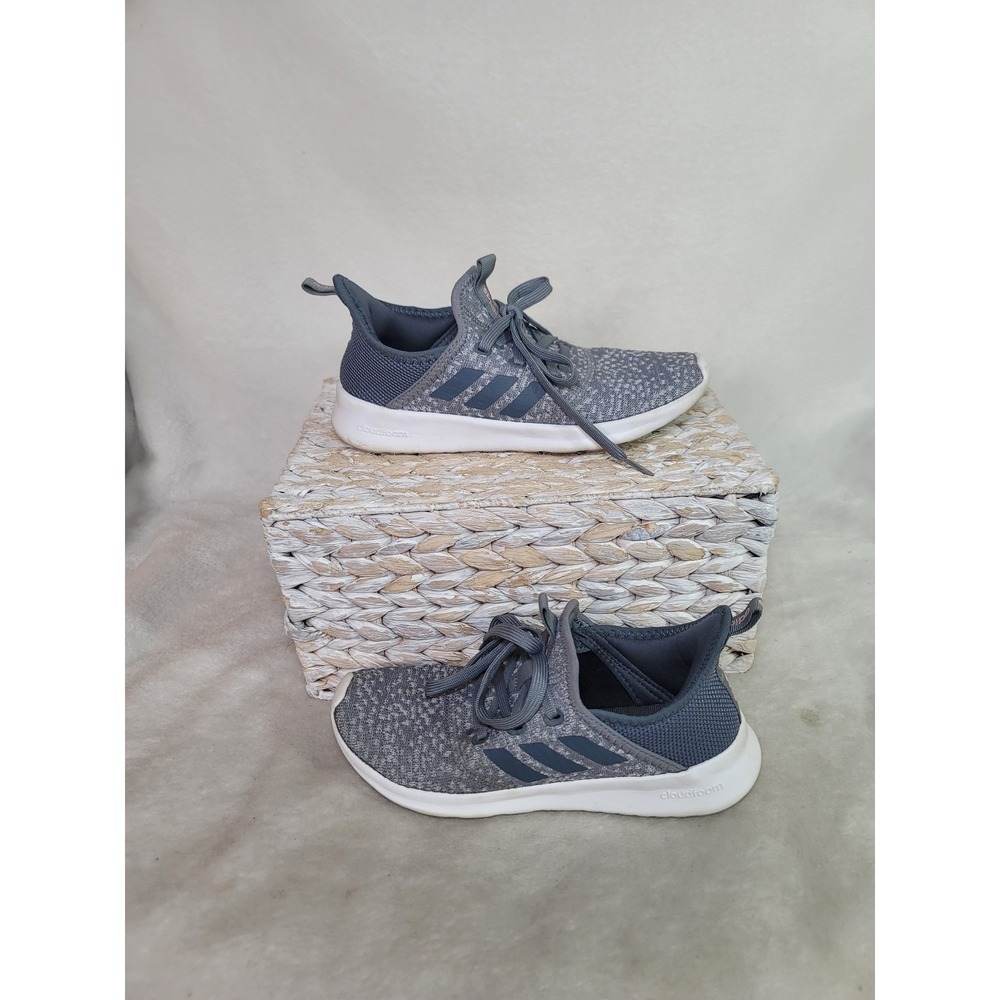 Adidas Cloudfoam Pure Grey Pink Running Shoes Lightweight Womens 6 Activewear
